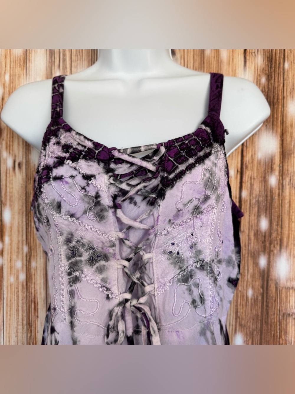 L.S.I. Purple Tie-Dye Boho Fairy Tank Top - Picture 2 of 11